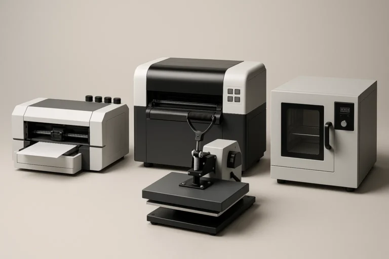 Professional DTF printer setup with heat press and curing oven for high quality DTF printing in 2026