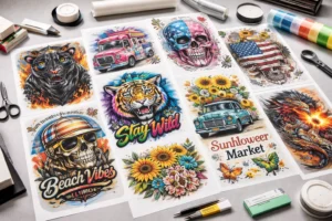 DTF transfer sheets comparison showing print quality, color vibrancy, and design details