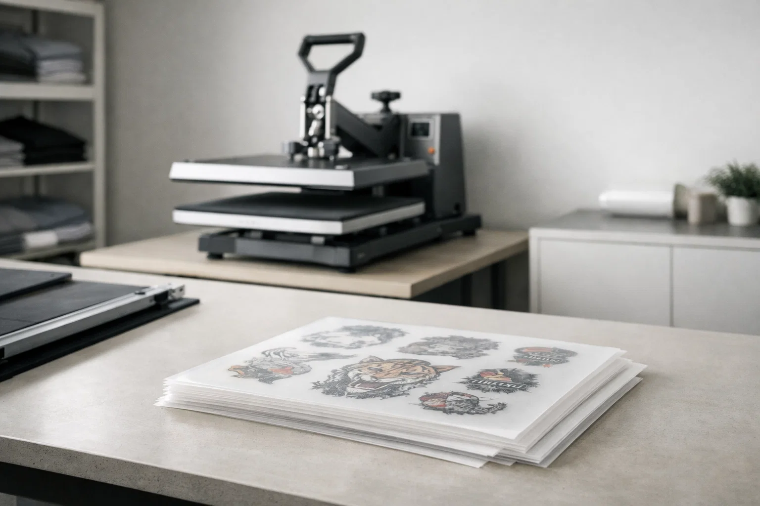 Minimalist on-demand apparel print shop using DTF printing