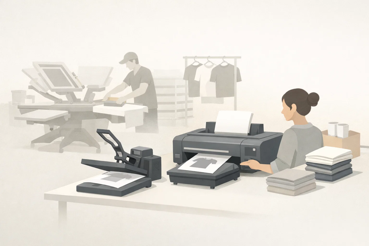 modern apparel print shop shifting from screen printing to DTF workflows