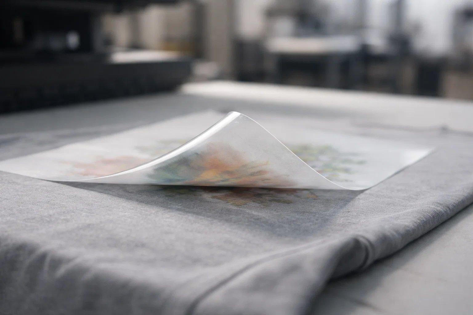 DTF transfer peeling from fabric in an apparel print shop during fast turnaround production