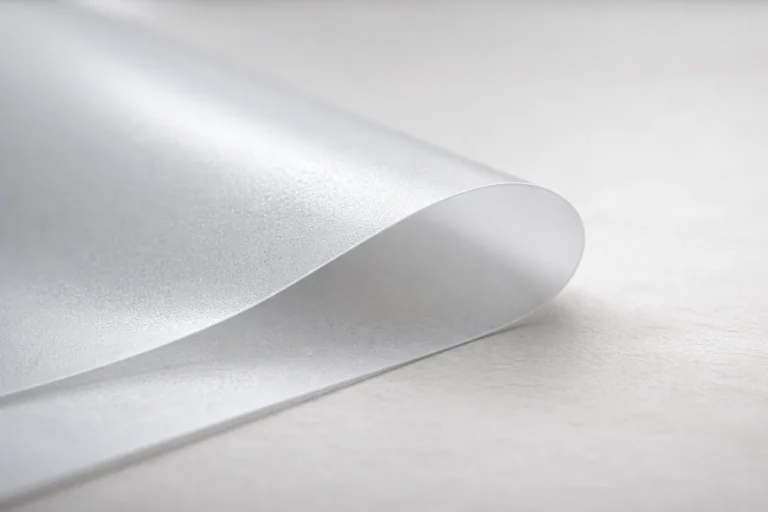 DTF film showing slight static lift on a work surface during winter production