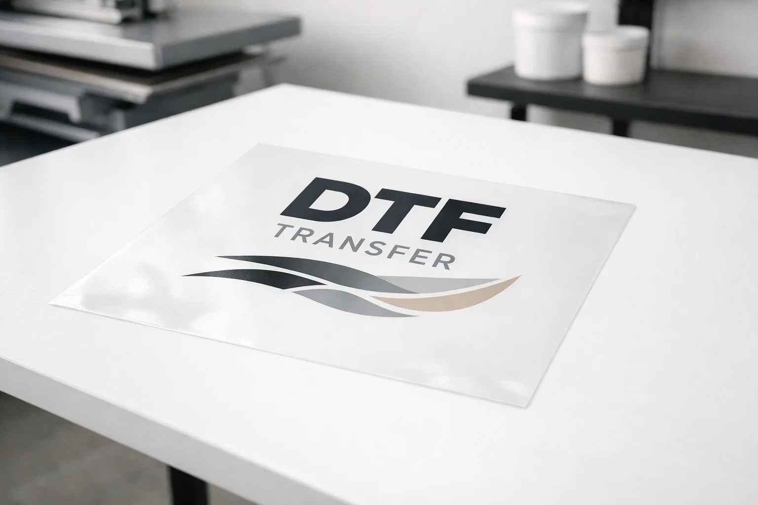Best DTF transfers for business shown on PET film ready for commercial apparel printing production