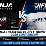 Ninja Transfers vs Jiffy Transfers comparison showing speed vs consistency in DTF transfers