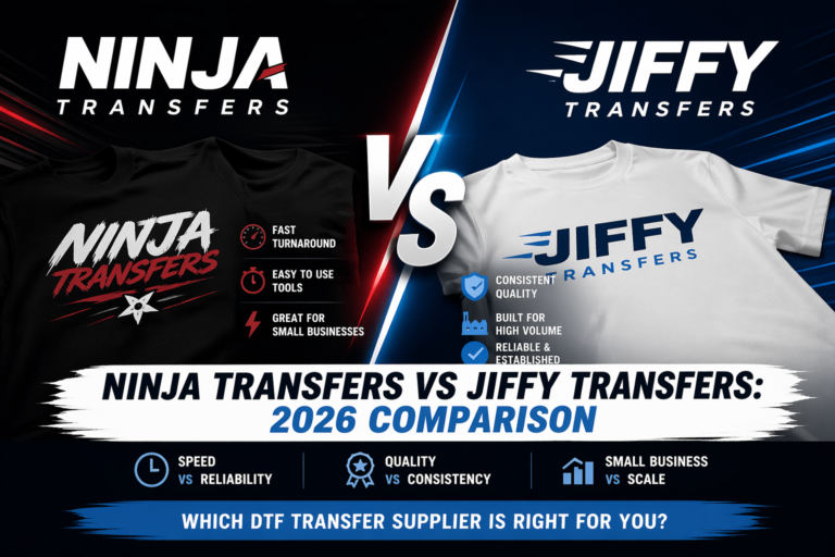 Ninja Transfers vs Jiffy Transfers comparison showing speed vs consistency in DTF transfers